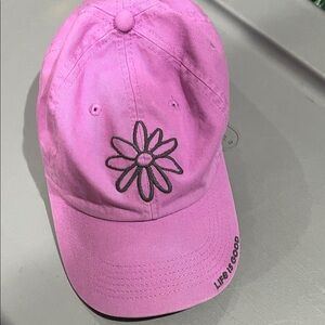 Life Is Good Pink Cap with Black Flower